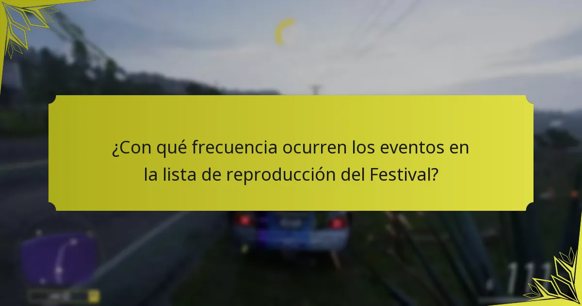 ¿Con qué frecuencia ocurren los eventos en la lista de reproducción del Festival?